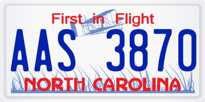 NC license plate AAS3870