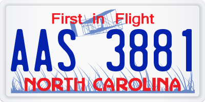 NC license plate AAS3881