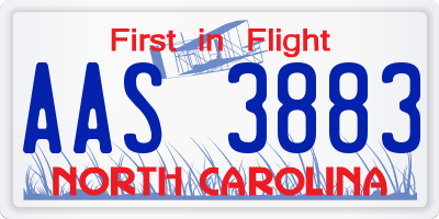 NC license plate AAS3883