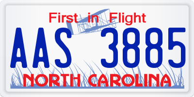 NC license plate AAS3885
