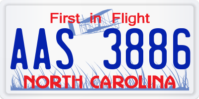 NC license plate AAS3886