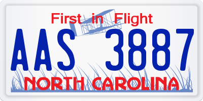 NC license plate AAS3887