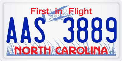 NC license plate AAS3889