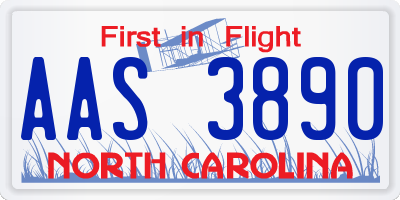 NC license plate AAS3890