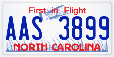 NC license plate AAS3899