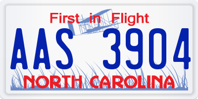 NC license plate AAS3904