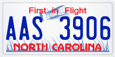 NC license plate AAS3906