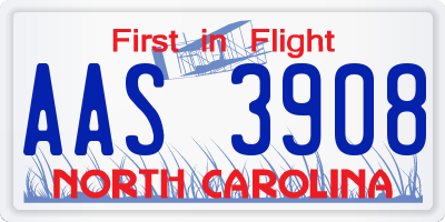NC license plate AAS3908