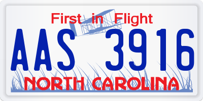 NC license plate AAS3916