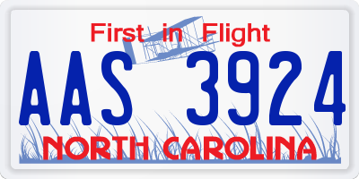 NC license plate AAS3924