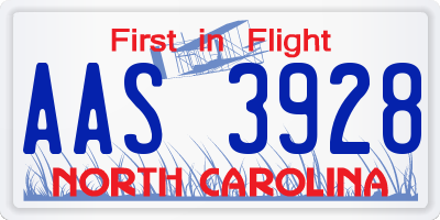 NC license plate AAS3928