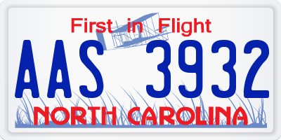 NC license plate AAS3932