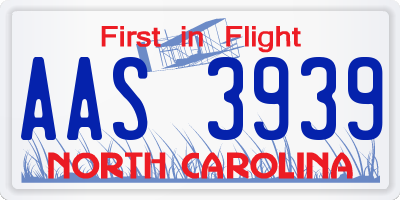 NC license plate AAS3939