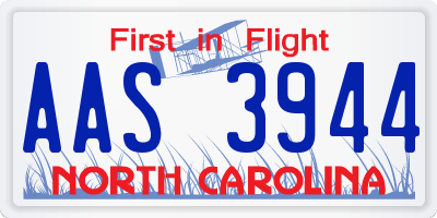 NC license plate AAS3944