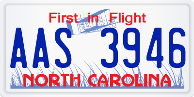 NC license plate AAS3946