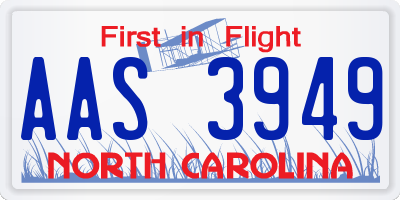 NC license plate AAS3949