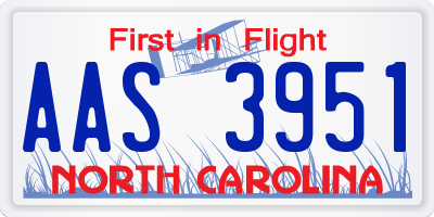 NC license plate AAS3951