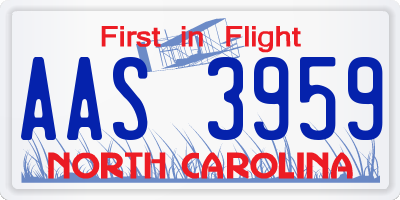 NC license plate AAS3959