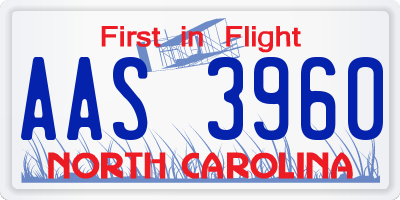 NC license plate AAS3960