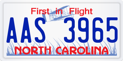 NC license plate AAS3965