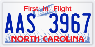NC license plate AAS3967