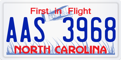 NC license plate AAS3968