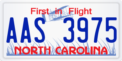 NC license plate AAS3975