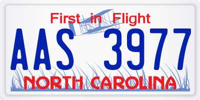 NC license plate AAS3977