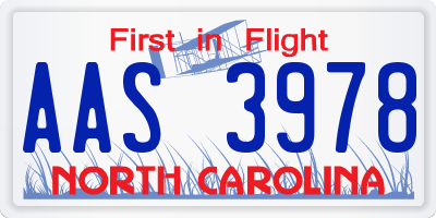 NC license plate AAS3978