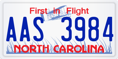 NC license plate AAS3984