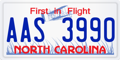 NC license plate AAS3990