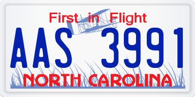 NC license plate AAS3991