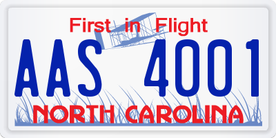 NC license plate AAS4001