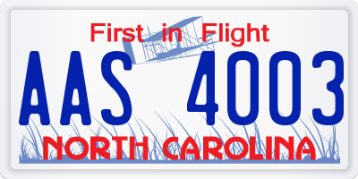 NC license plate AAS4003