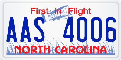 NC license plate AAS4006