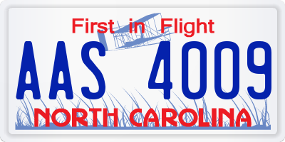 NC license plate AAS4009