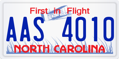NC license plate AAS4010