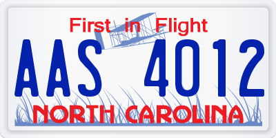 NC license plate AAS4012