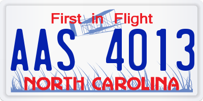 NC license plate AAS4013