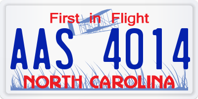 NC license plate AAS4014