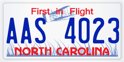 NC license plate AAS4023