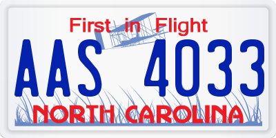 NC license plate AAS4033
