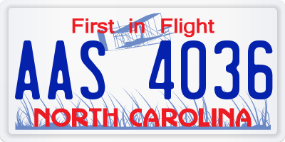 NC license plate AAS4036