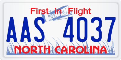 NC license plate AAS4037