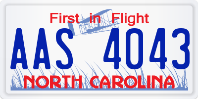 NC license plate AAS4043