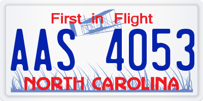 NC license plate AAS4053