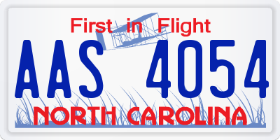 NC license plate AAS4054