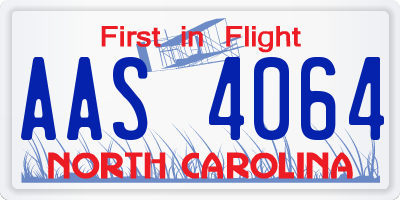 NC license plate AAS4064