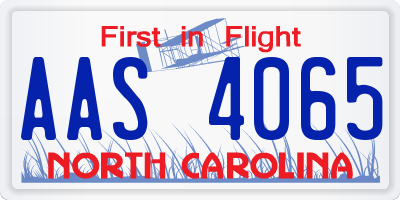 NC license plate AAS4065