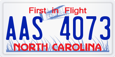 NC license plate AAS4073
